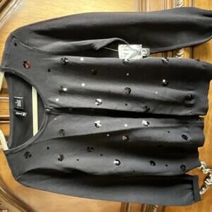 Black Sequin cardigan sweater NWT